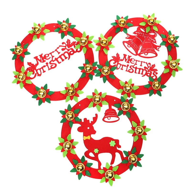 Christmas Decorations 30CM Non-woven Christmas Wreath Door Hanging Hotel Christmas Tree Wreath Hanging Ornaments
