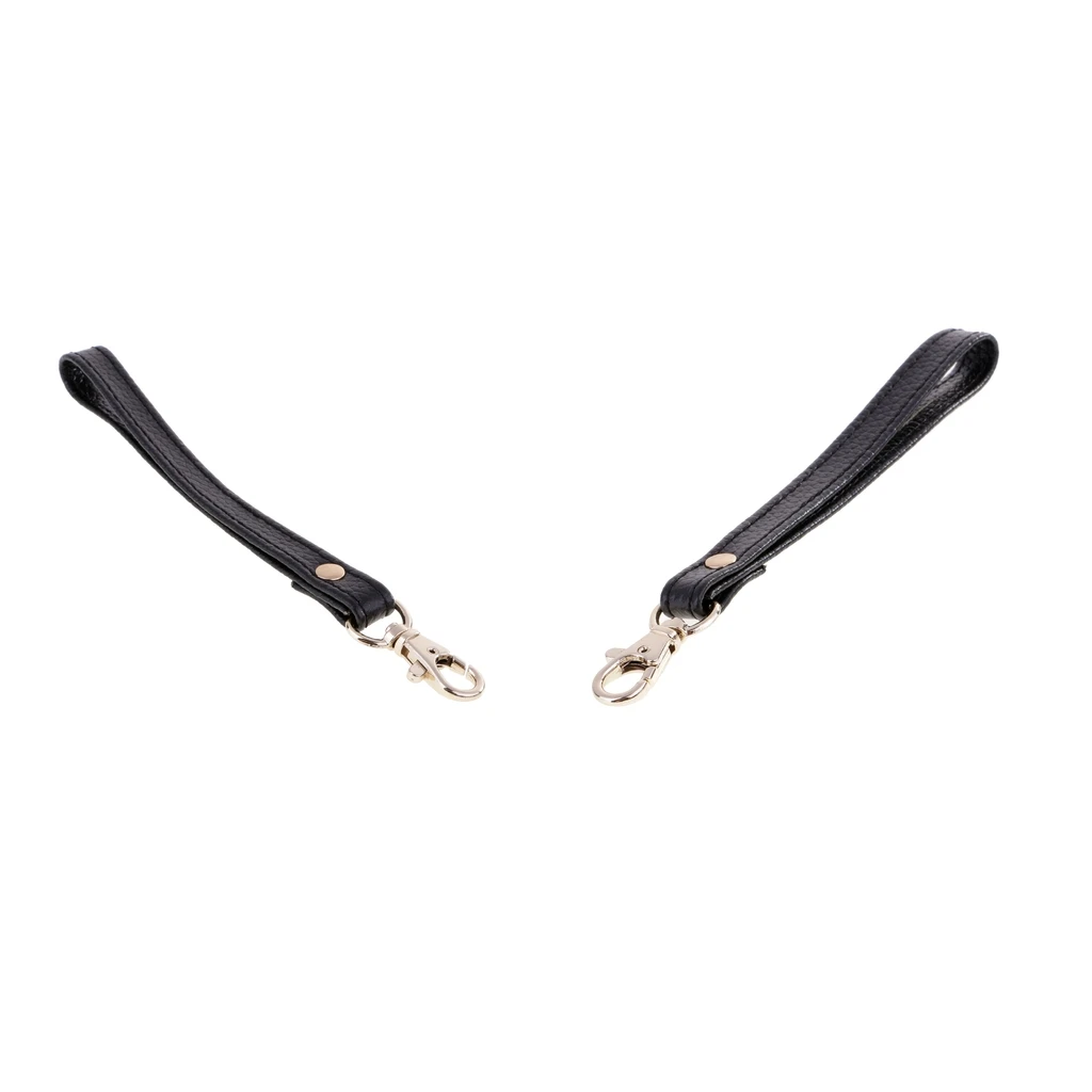 2Pieces Leather Wristlet Handbag Strap Replacements for Clutch Purse Bags Black