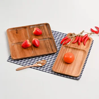 

Acacia wood tray tray home dining tray snacks separate fruit tray wooden multi-grid coffee shop cake tray