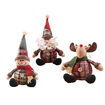 

3 Pack Santa Snowman Elk Shaped Doll Christmas Decoration Gift Christmas Tree Hanging Ornament Xmas Home Decor