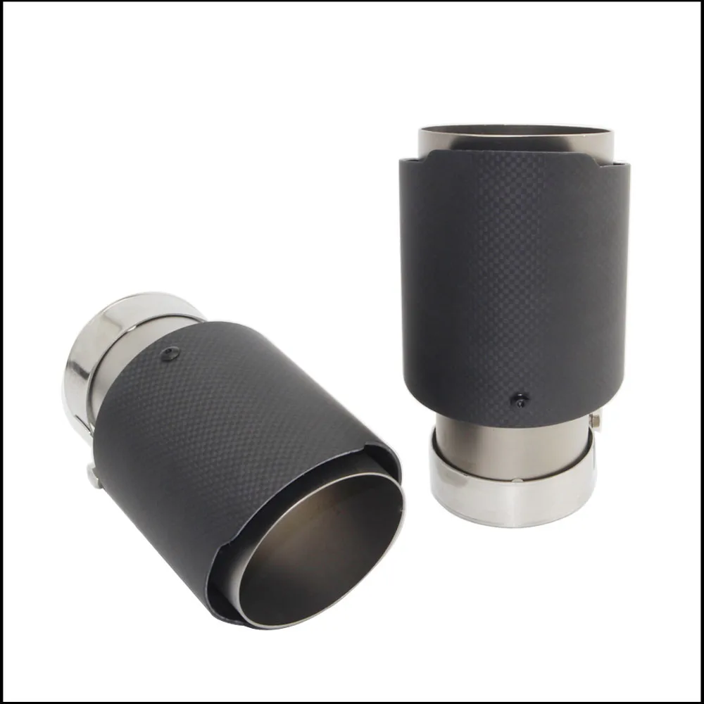  Plain Weave Matte Carbon Car Exhaust System Muffler Plain Tip Tail Pipes Universal Sandblasting Sta