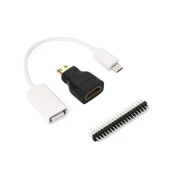 

25# For Raspberry Pi Zero Mini-hdmi Male To Hdmi Female + Micro Usb To Usb + Male Gpio Accessory For Raspberry Converter