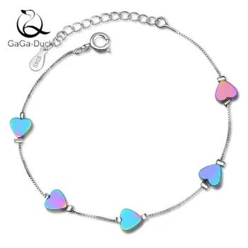 

New Creative Fashion Jewelry Love Exquisite Women 925 Sterling Silver Heart Shaped Colorful Crystal Popular Bracelets B155