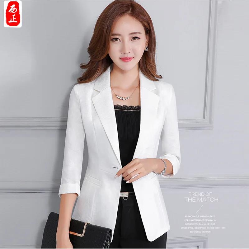 

Small Suit Flax Thin Versatile Fashion Slim Fit Casual Spring And Summer New Style Three-quarter-length Sleeve Business WOMEN'S