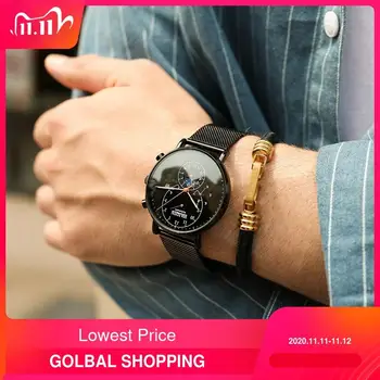 

HAIQIN Mens watches top brand Mechanical Watch sport Clock Moon Phase stainless Waterproof Automatic Male Wristwatch man gift