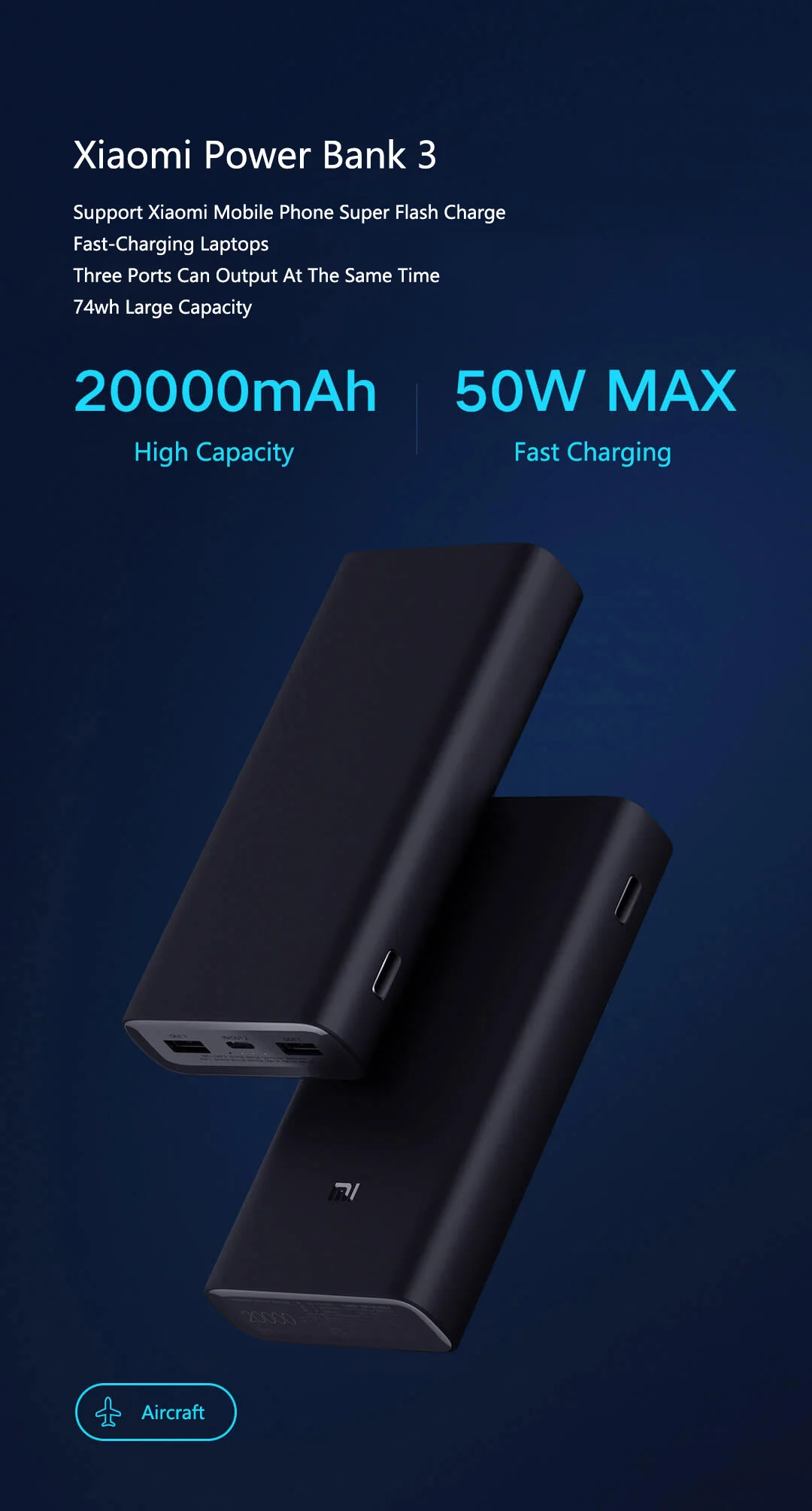 Xiaomi Youpin Xiaomi power Bank 3 Поддержка мобильного телефона Xiaomi супер вспышка зарядка Быстрая зарядка ноутбуки три порта 74wh Емкость