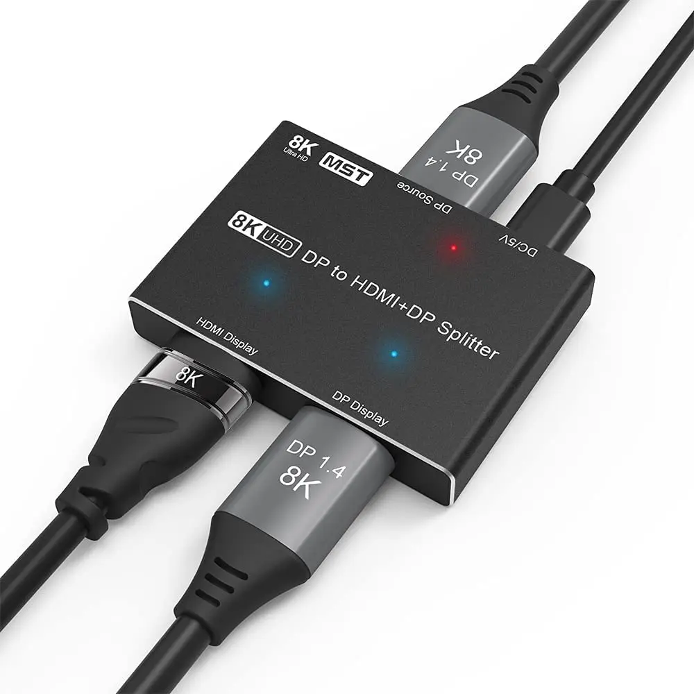

CableDeconn DisplayPort HDMI Splitter 8K MST SST 1In 2Out Directional DP 1.4 8K@30Hz 4K@120Hz Converter Switch