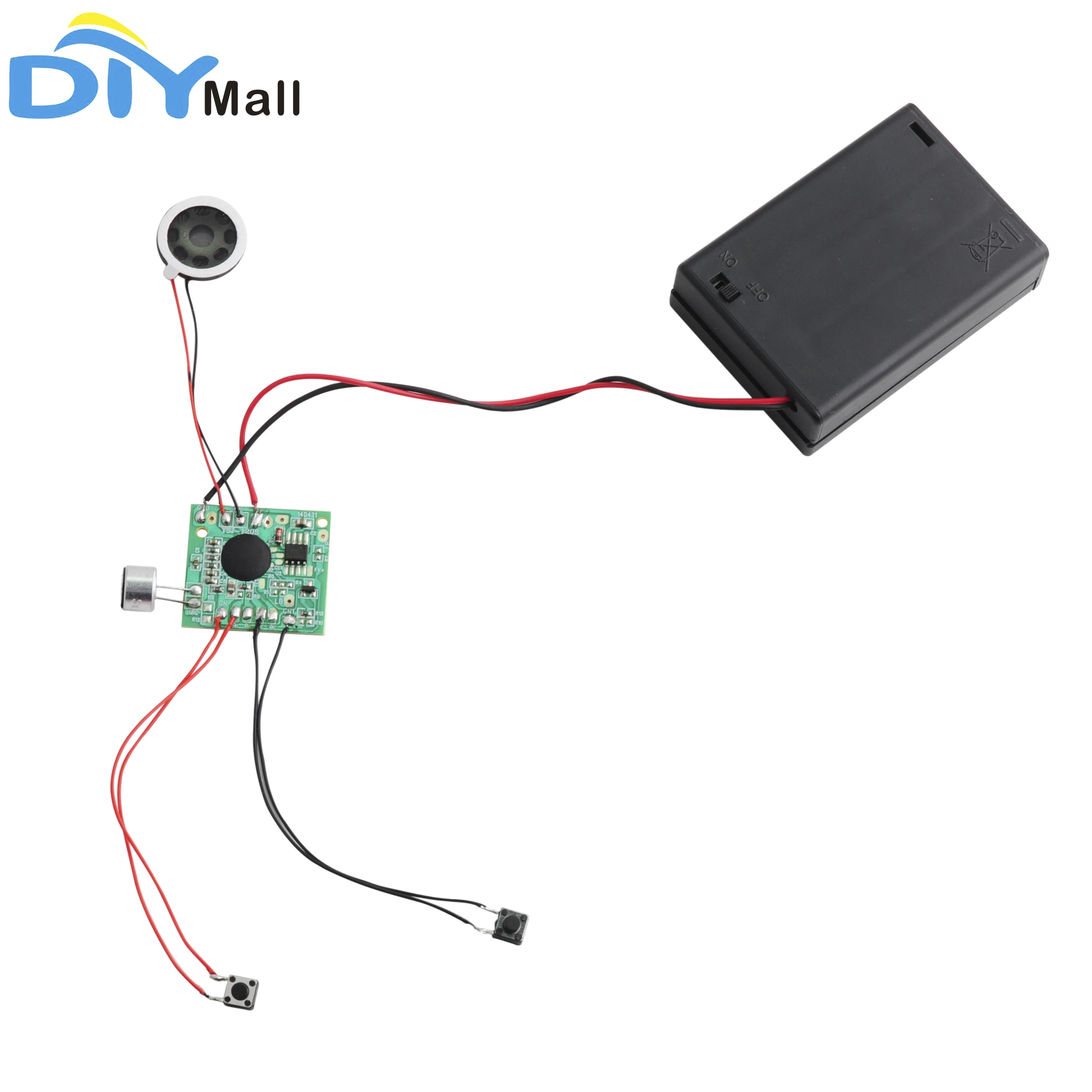 

ISD1806 120S Sound Recordable Recorder Module Soldered Set (Recorder Module + Speaker + Cable + AA Battery Box + 2PCS Button)