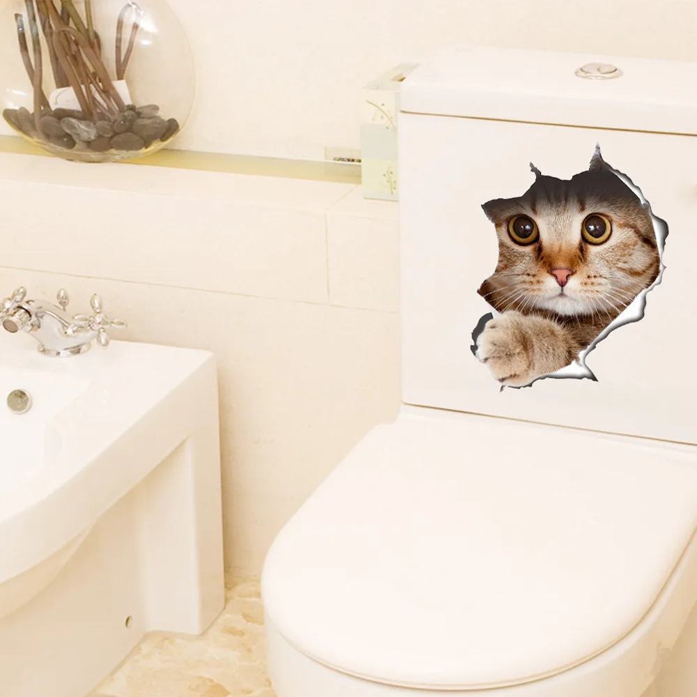 

3d Stickers Animal Stickers Christmas on The Toilet Seat for Refrigerator Cute Cats Wall Stickers Window Bathroom Decor Decals