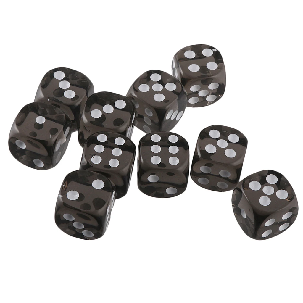 10pcs Acrylic 6 Sided Dices D6 Dice for D&D TRPG Party Board Game Toys