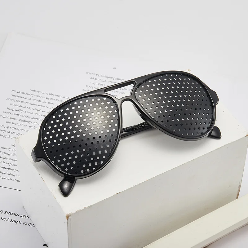 Pinholes Goggles Women Men Corrective Anti-Fatigue Myopia Small Holes Vision Care Glasses Reading Black Frame Protector Eyesight