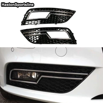 

Black With Chrome Honeycomb Front Bumper Fog Lights Cover Fog lamp Trim Part for Audi A4 S4 RS4 B9 2013 2014 2015