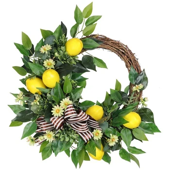 

20 inch Wreath Artificial Lemon Garland for Home Party Indoor Outdoor Window Wall Wedding Decoration