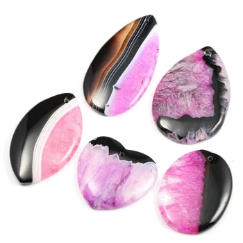

5pc/bag Natural Agate Stone Crack Pendant With Natural Striped Agate Stone Irregular Necklace Pendant Charms For Jewelry Making