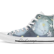 Свисающие со звездами дышащие Повседневные высокие на шнуровке холщовая Обувь Кеды Прямая