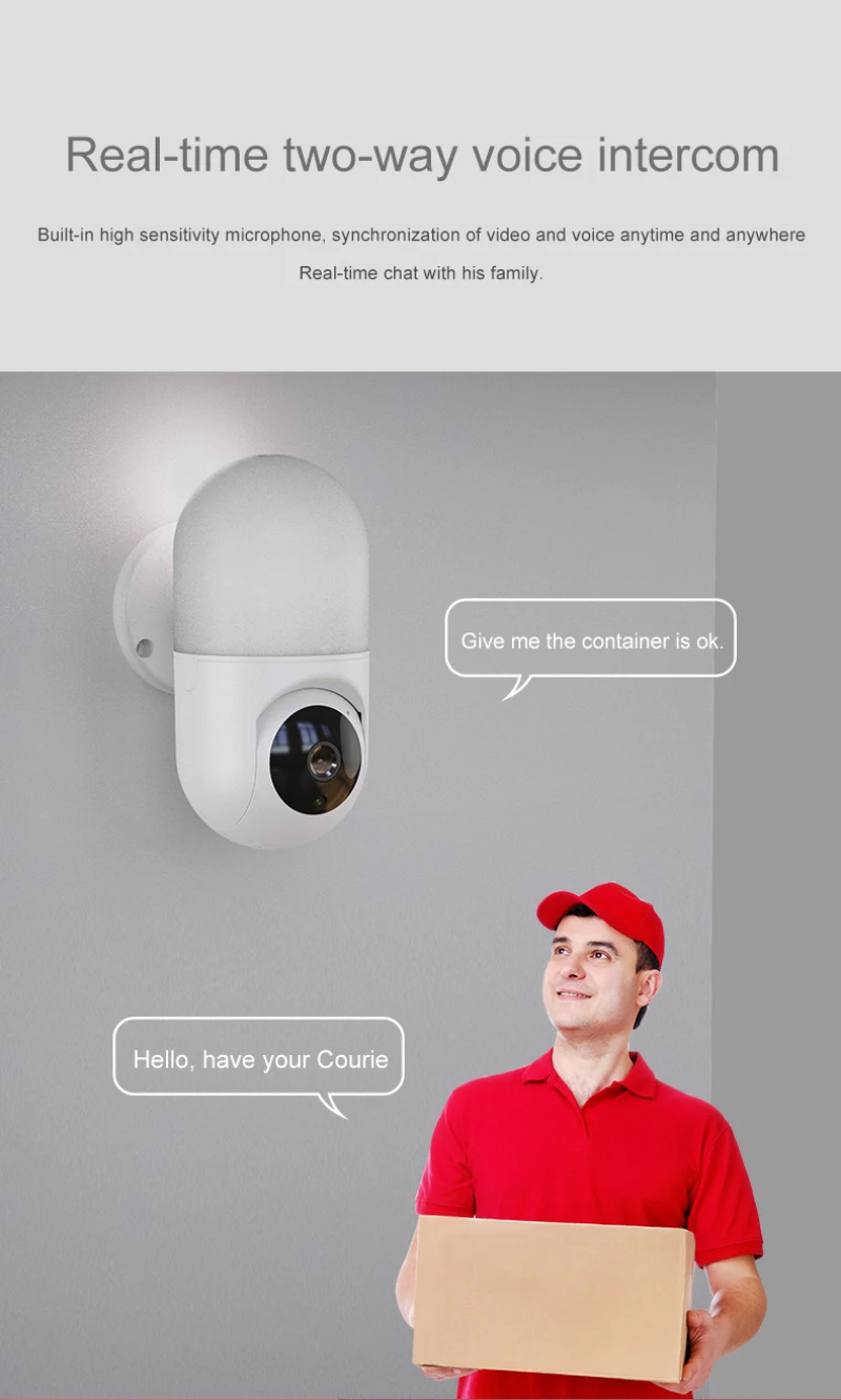 Lâmpada de Parede da Câmera Noturna sem Fio Remoto do Telefone Graus de Monitoramento de Segurança 2 em 1 Móvel de 360 Lâmpada Inteligente Visão Wifi Controle Panorâmica 8 Computador e Escritório