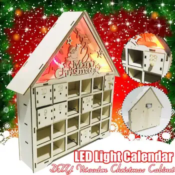 

DIY Christmas Wooden Countdown Advent Calendar With LED light Christmas Ornament Gift