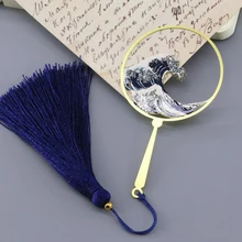 1 шт. в японском стиле, веер для серфинга, волнистый кулон с кисточкой, металлические закладки для книг, маркер, держатель для страниц, канцелярские принадлежности, подарок для школьников