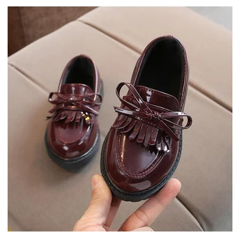 

Spring Autumn Boys Girls Children PU leather shoes fringe kid oxford brand tassel bow flats shoes Size 21-36