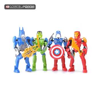 

4Pcs/Set 4D Assembled Super Hero 4 Iron Man Captain America Batman DIY Assembled Children's Toy Model