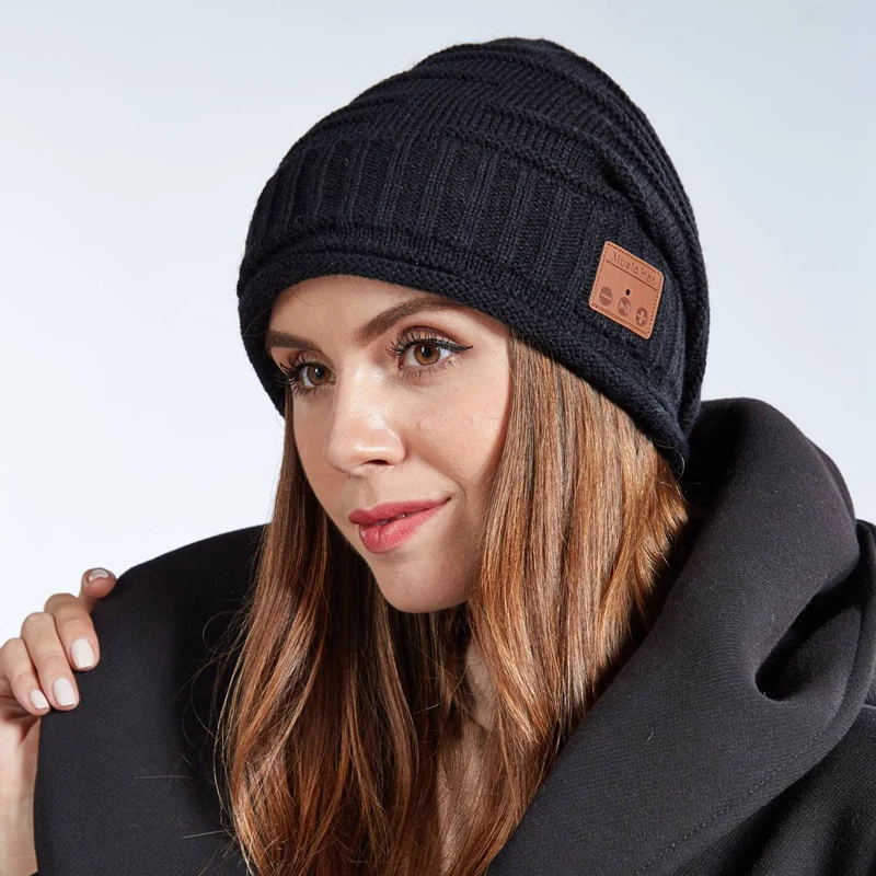 Bluetooth Beanie Hat Music Knit Hat Cap with Speakerphone Stereo Headphone Music Hat Skullies Unisex Cool Knitted Cap