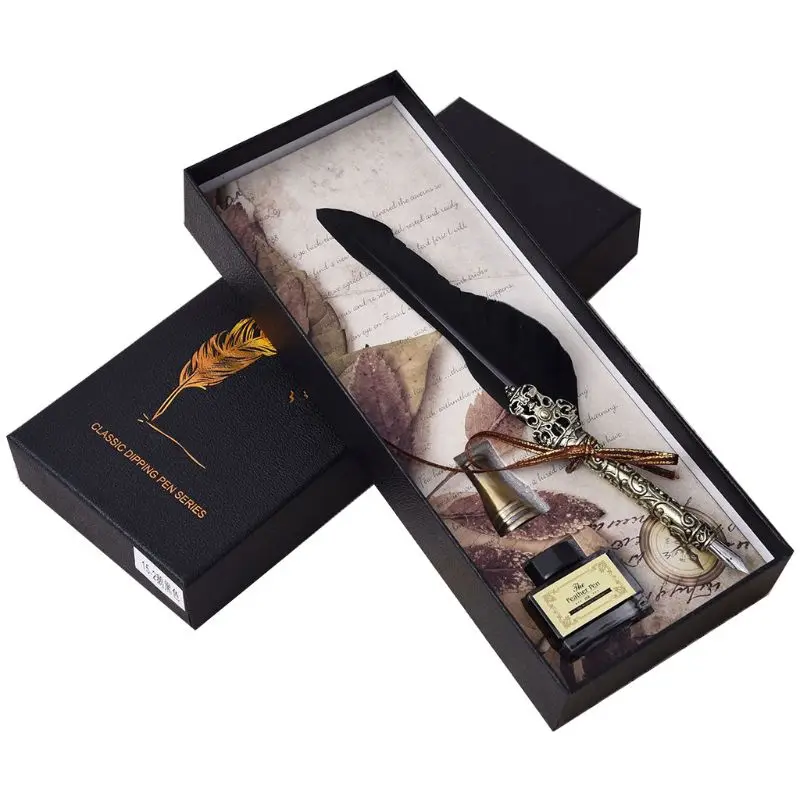 BK Винтажная перьевая ручка ручной работы с чернилами, английская каллиграфия, канцелярские принадлежности, свадебный подарок, Nov.8 - Цвет: BK