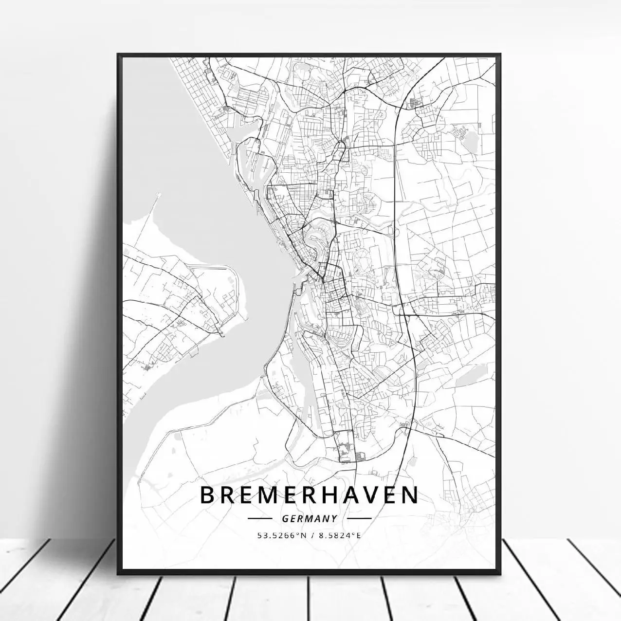 Bremerhaven Leipzig Jena Neuss Munich Kaiserslautern Германия холст Художественная карта