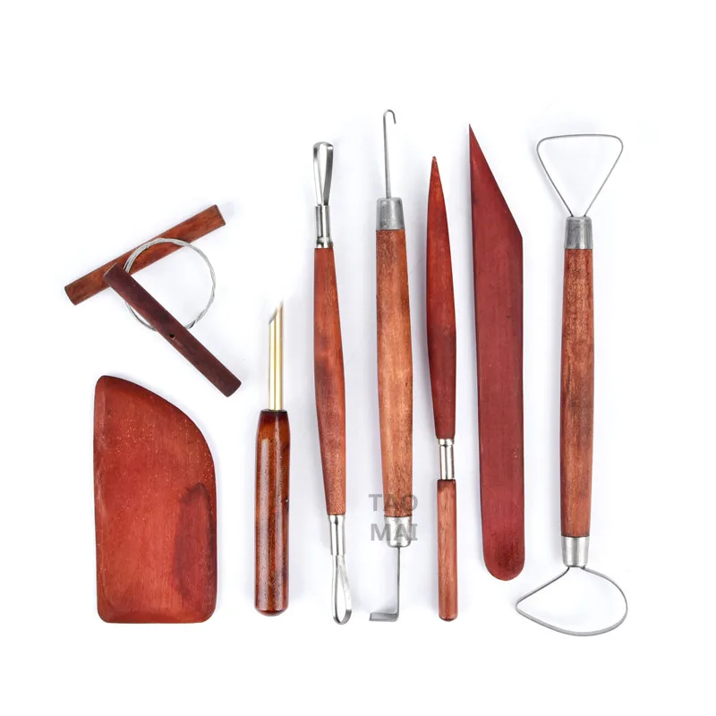 8 Pieces of Commonly Used Mud Shaping Tool Set Steel Needle Scraper Cutting Mud Line Clay Sculpture DIY Trimming Punching Tool