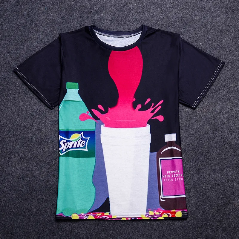 Explosions summer new European and American trends men's 3D beverage printing T-shirt men | Мужская одежда