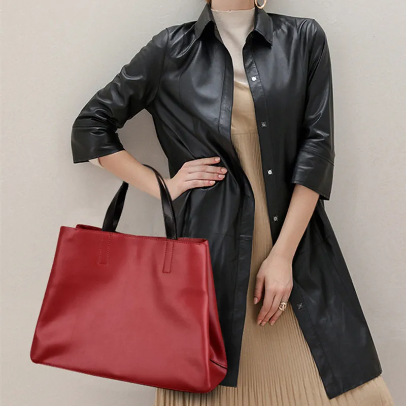 

Head bag high-quality Women's Leather Large Capacity Fashion Hand Layer Cowhide Single Shoulder Slant 2019 New JIULIN
