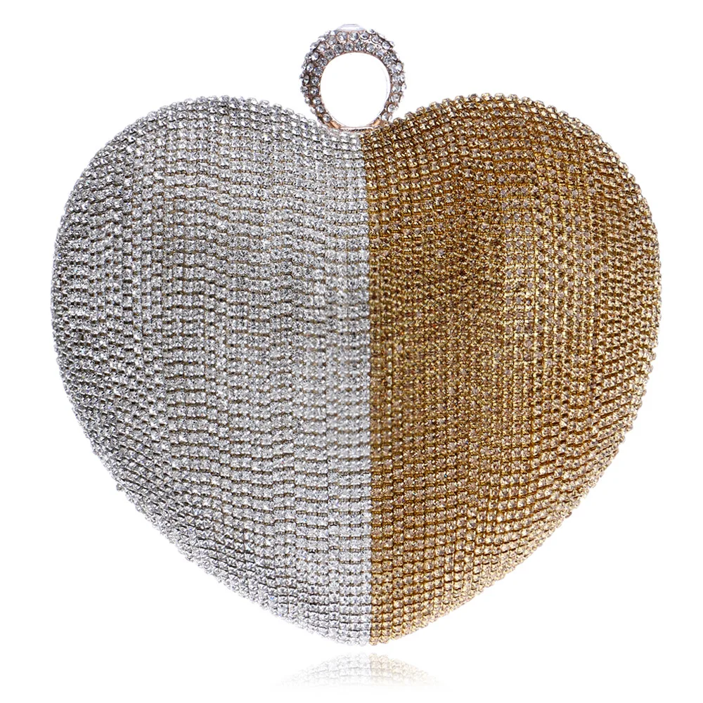 

2018 Surplus Power Color Mixture Diamond Set Heart Shape Evening Bag Korean-style Fashion Cool Crossbody Bag Exquisite WOMEN'S H