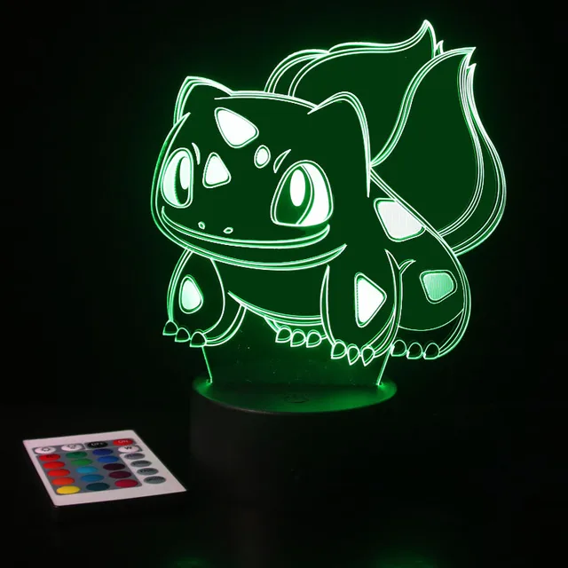 Pokemon Anime 3D LED Night Lights Bulbasaur Charizard Squirtle Mewtu Color Changing Figure Decor Home Figma Birthday Gift Toy 6