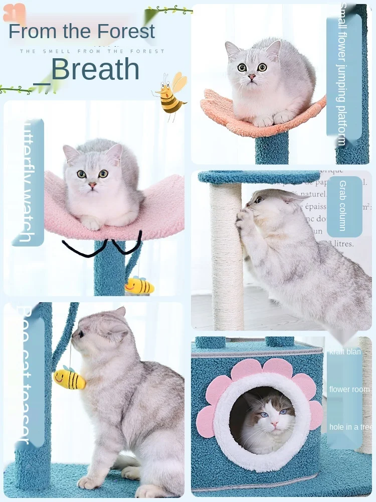 US $130.33 multilayer cat nest and cat tree integrated multifunctional solid wood sisal cat catching column