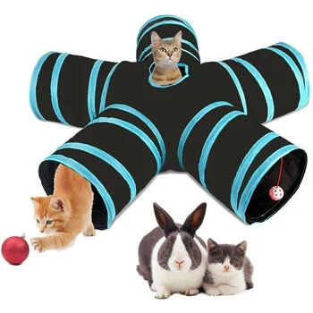 

Foldable Pet Cat Tunnel Pet Cat Kitten Puppy Tunnel Play Toy 5 WAY Foldable Exercise Tunnel Funny Toys Kitty Puppy Training