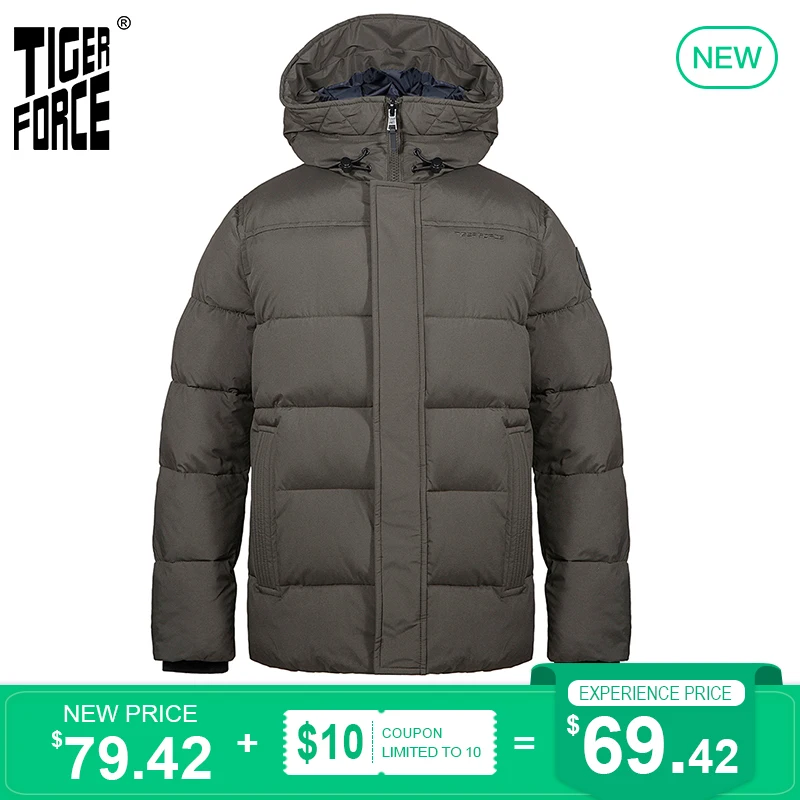 TIGER FORCE 2020 winter Men's jackets Mid-length Hooded Men's Winter Jacket Lining printing Warm Casual markers man Parka 70750