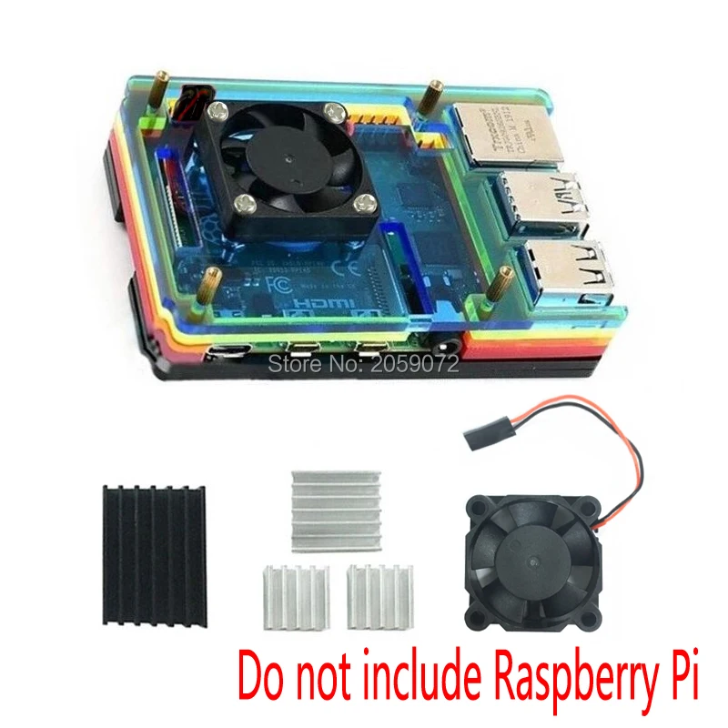Чехол для Raspberry Pi 4 model B цветной Радужный акриловый чехол 4B с