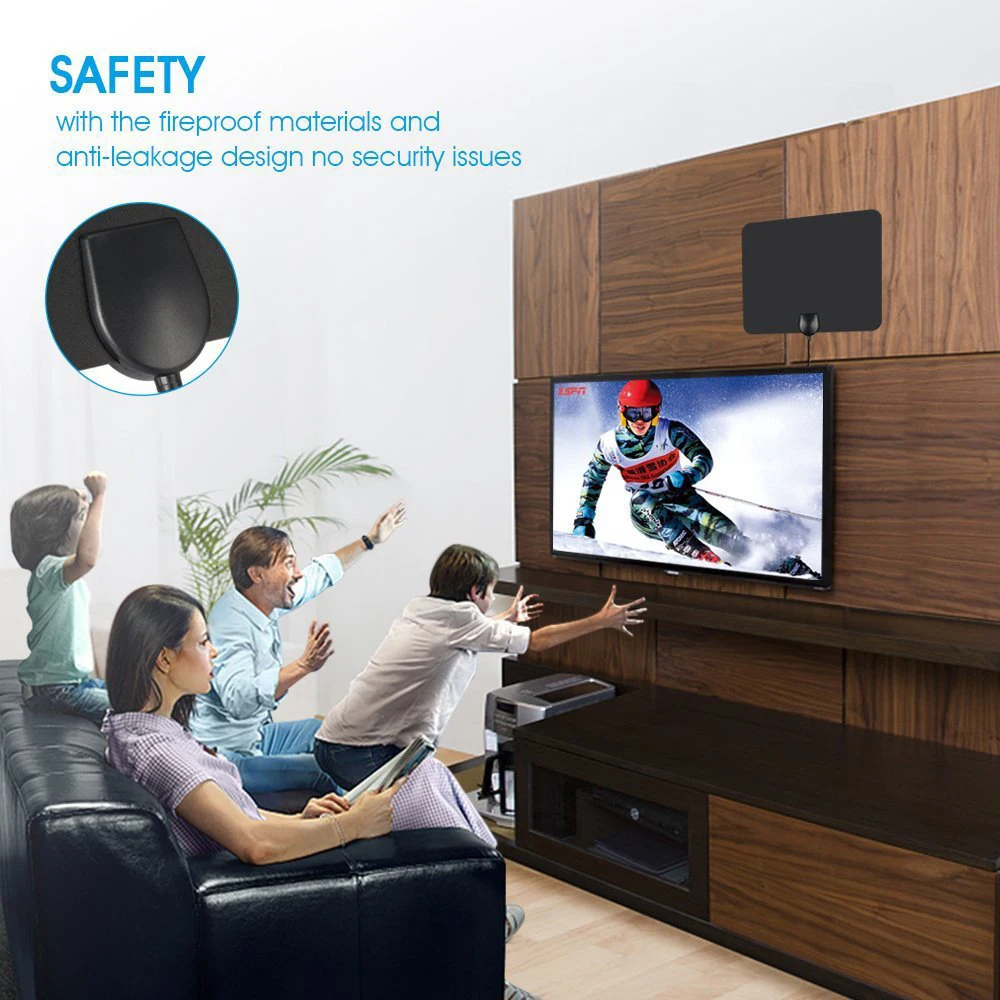 Digital TV Antenna 50 Miles Long Range Freeview Local Channels HDMI Antenna for 4K VHF UHF with Ampliflier Signal Booster