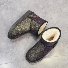 Зимние сапоги; женские теплые зимние сапоги на мягкой подошве; нескользящие хлопковые сапоги; женская теплая бархатная хлопковая обувь с блестками