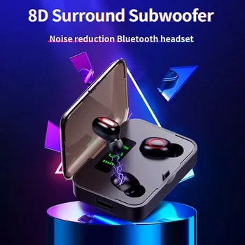 

6D Wireless Earphone Bluetooth V5.0 Sports Wireless In-Ear LED Display Wireless Stereo Earbuds with Microphone HiFi Headset