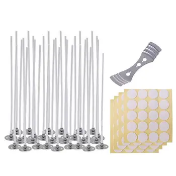 

100PCS Low Smoke Candle Wick with 100pcs Candle Wick Stickers and Candle Wick Centering Device for Candle Making