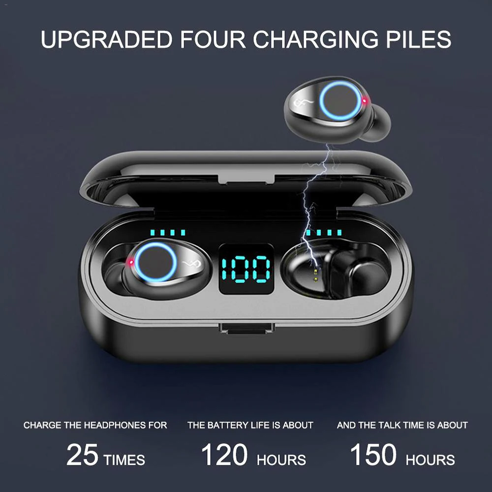 TWS Wireless Headphones Bluetooth 5 0 Earphones Touch Control Earbuds Sports Running Auto Pairing Headset With Dual Mic Earphone