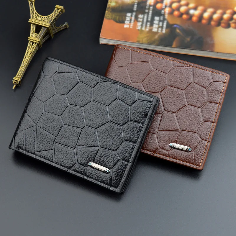 

Foreign Trade AliExpress Men Short Wallet Stone Pattern Men's Wallet 2 off Soft Leather Wallet Stall Supply of Goods Currently A