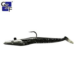 1PCS Soft Lure Glow Sand Eel Wobbler Bait Silicone Sea Bass Pike Fishing Lure Wobblers Jig Head Silicone Bait Crank Hook Jigging