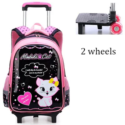 Детская школьная сумка/комплект на колесиках детские школьные рюкзаки на колесиках для детей сумка через плечо для девочек сумки-тележки для школы - Color: 2 wheel