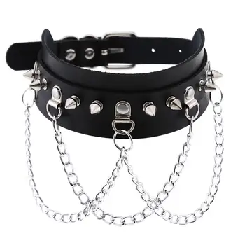 

2020 Leather Choker collar for women goth punk stainless steel chain harajuku Collar Sexy Vegan chocker bondage festival jewelry