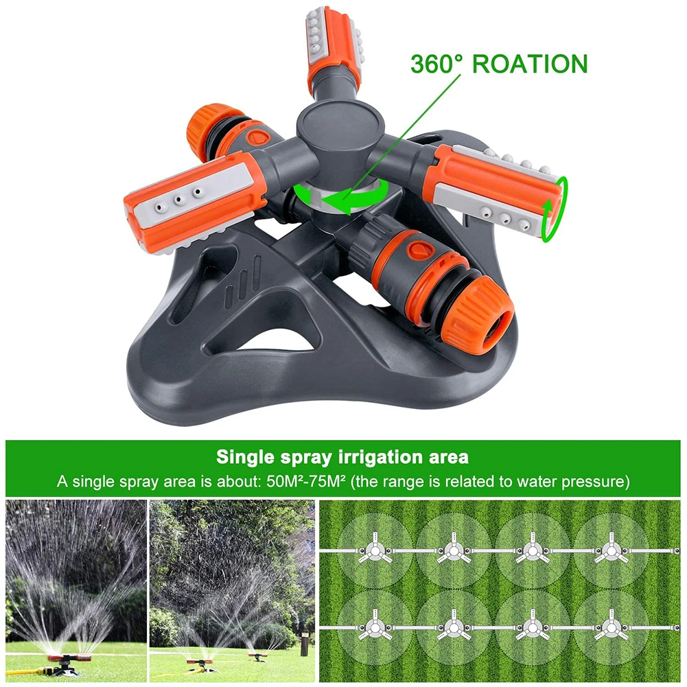 360° Rotating Garden Sprinkler 3 Arms