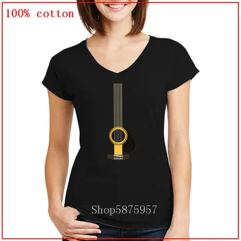 

2020 Fashion guitar cozy and Breathable Tops Tees V neck t shirt for women camisetas mujer Personalized Short Sleeves casual