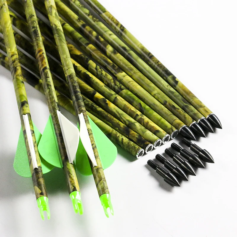 

6PCS Linkboy Archery Sp300 400 500 30" Camo Carbon Arrows 2inch Vane 75gr Point Compound Bow Hunting Shooting