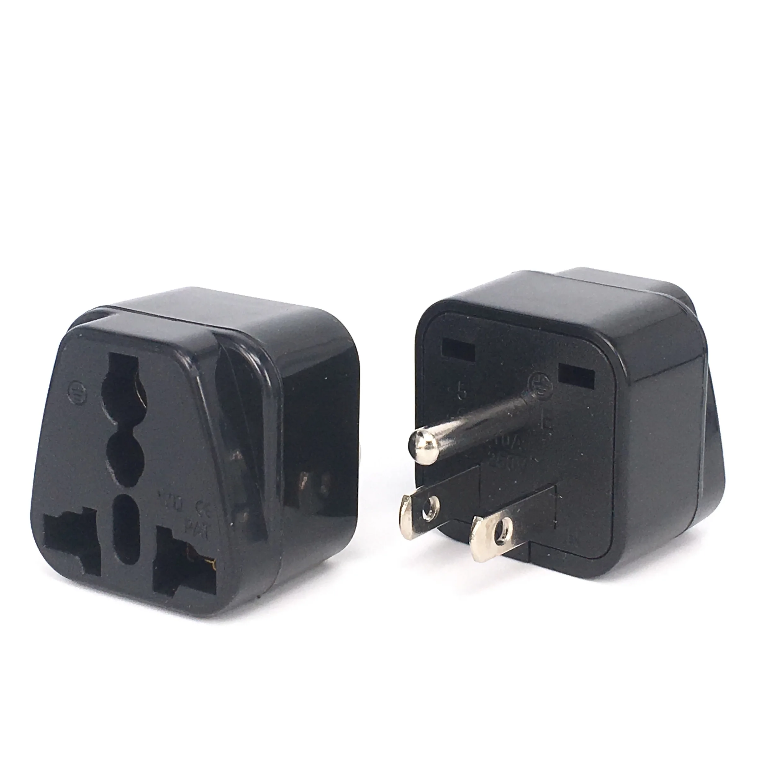 Universal Travel Plug Adapter (Type B) Convert Europe UK India Australia to American Socket Round to Flat Pin USA Canada