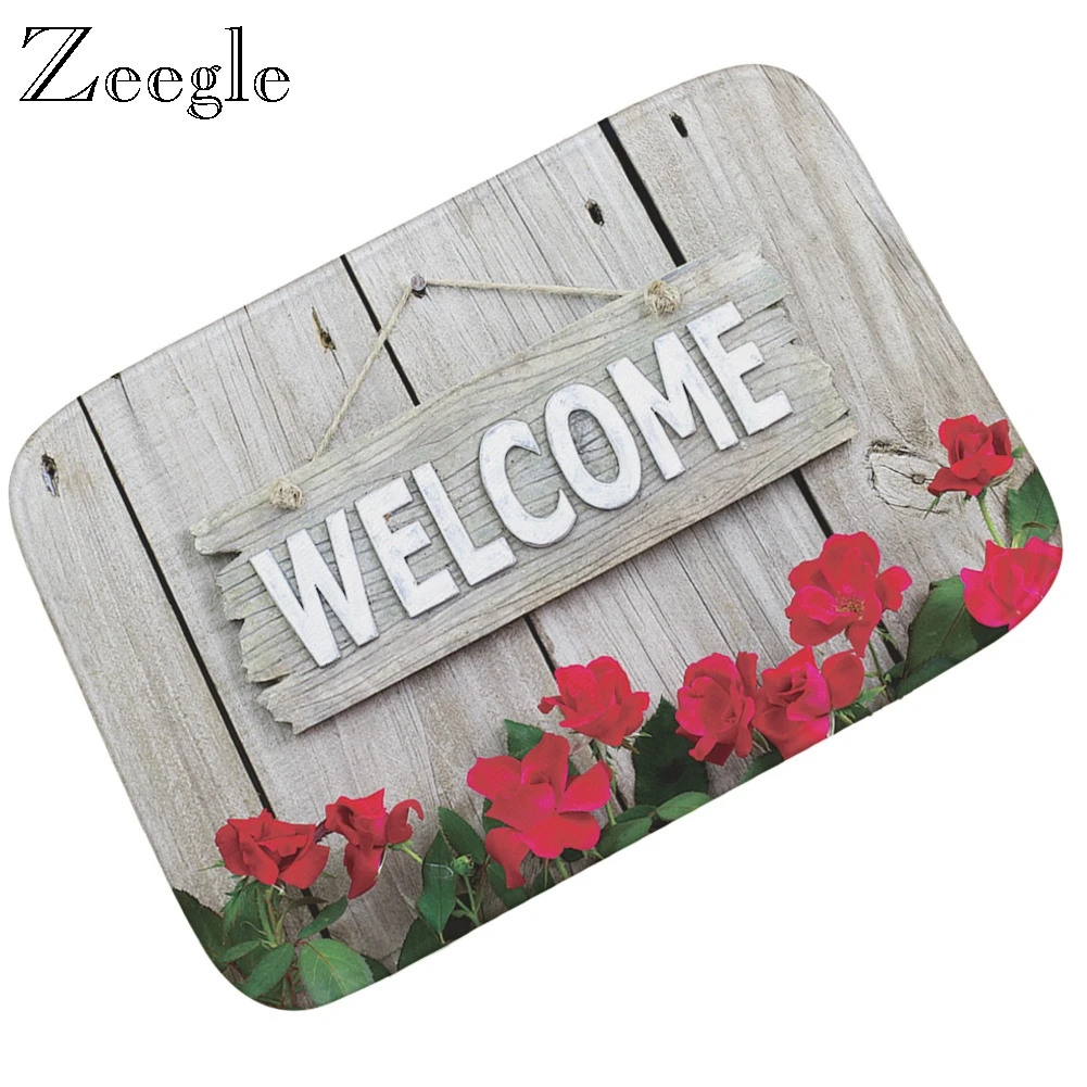 Zeegle Scenic Printed Doormats Welcome Entrance Mats Anti-slip Kids Bedroom Carpets Bedside Mats Bathroom Mats Kitchen Area Rug